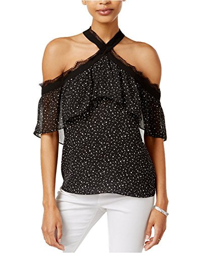 Bar III Cold Shoulder Ruffled Top