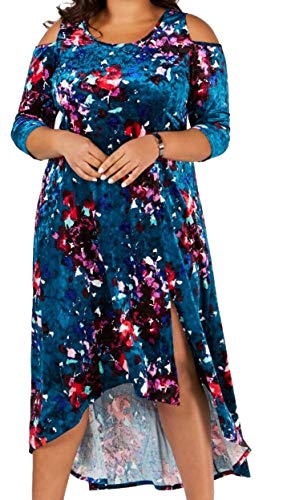 Plus Size Printed Cold-Shoulder Dress