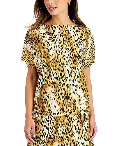 JM Collection Colorblocked Cheetah Print Top