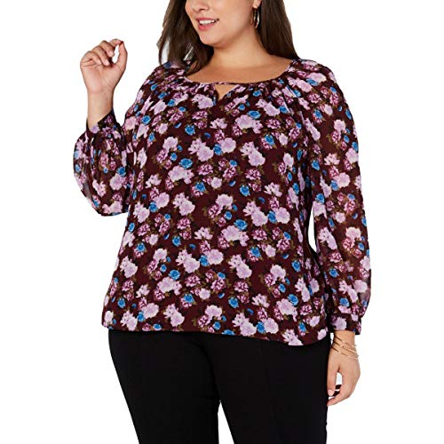 Plus Size Floral Print Peasant Top