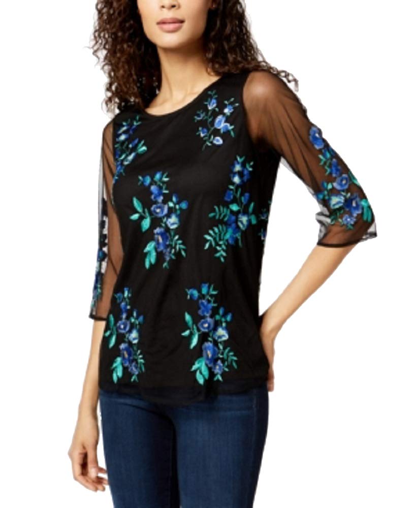 Charter Club Embroidered 3/4 Sleeve Top