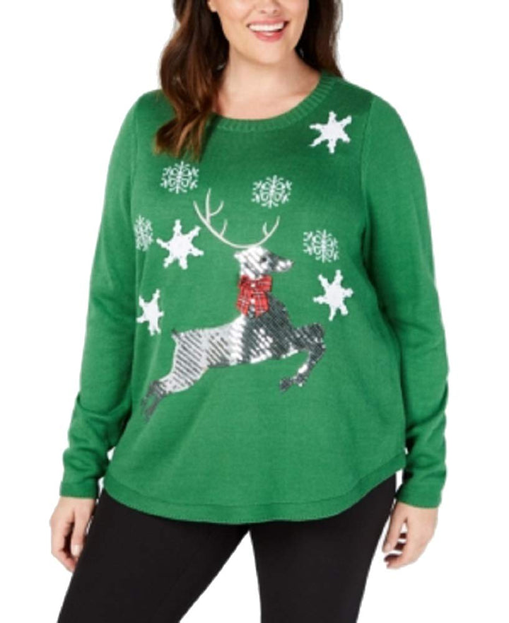 Plus Size Sequin Reindeer Sweater