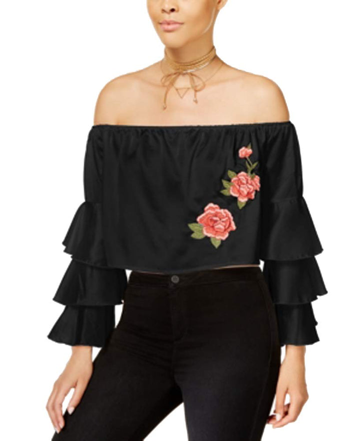 Say What Juniors Embroidered Off The Shoulder Top