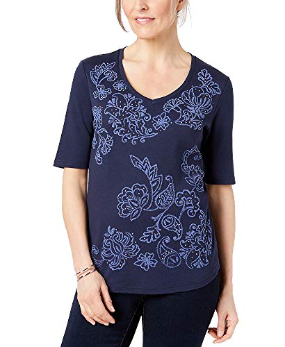 Karen Scott Printed Studded T-Shirt