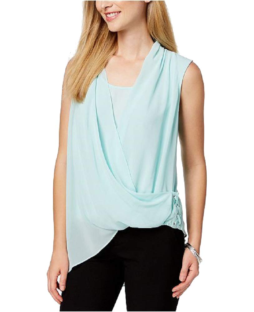 Draped Surplice Lace-Up Top