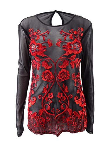 Plus Size Embroidered Mesh Tunic