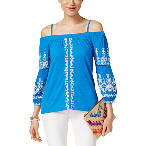 INC International Concepts Petite Embroidered Cold Shoulder Top