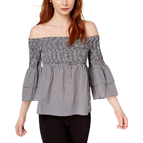 Bar III Off The Shoulder Gingham Top