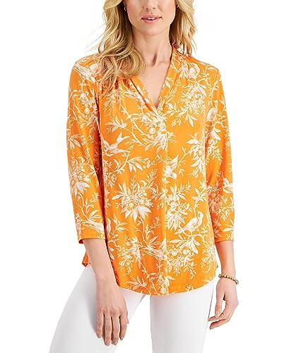 Charter Club Petite V Neck 3/4 Sleeve Top