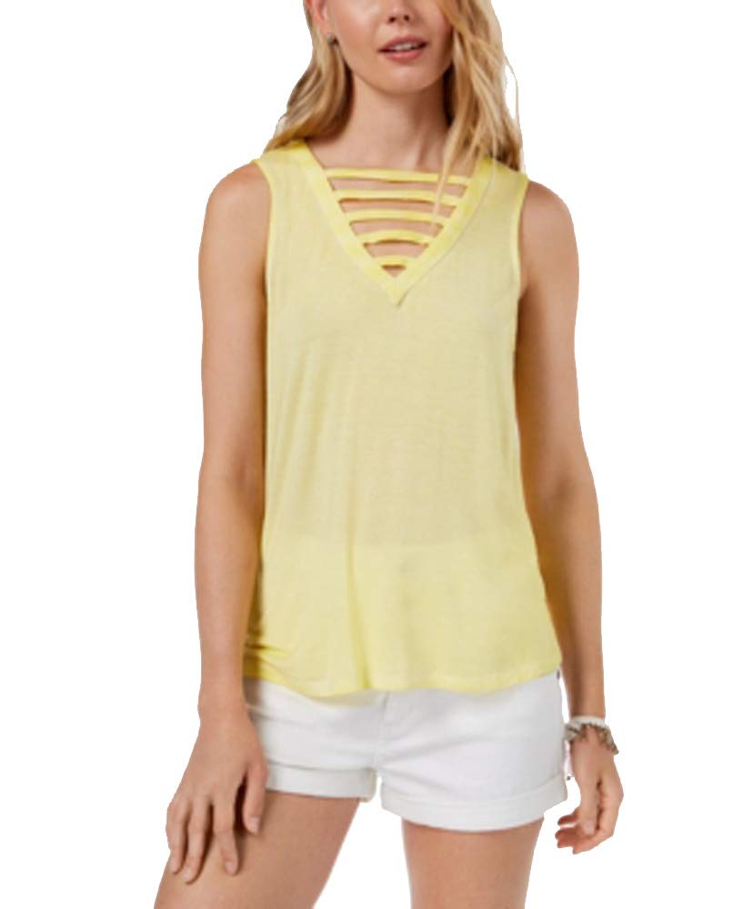Juniors' Lattice-Front Tank Top