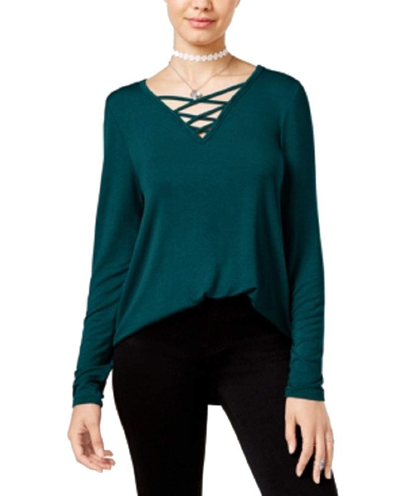 Hippie Rose Juniors Long Sleeve Lace Up Cozy T-Shirt