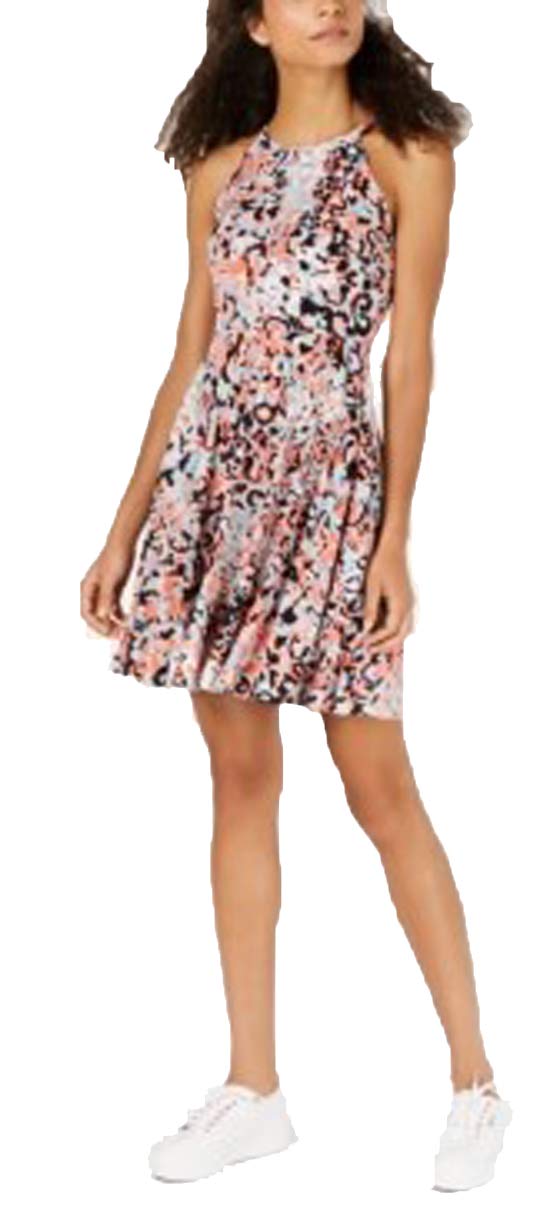 Printed Halter-Neck Fit & Flare Dress