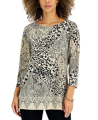 JM Collection Petite Wild Movement Embellished Printed Tunic