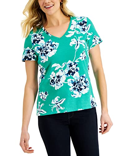Karen Scott Womens Holiday Floral Printed Top