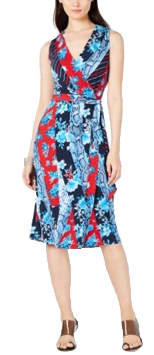 Petite Patchwork Wrap Midi Dress