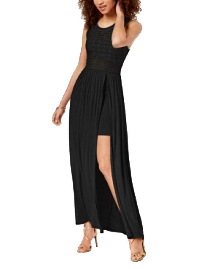 Juniors' Crochet-Bodice Maxi Dress