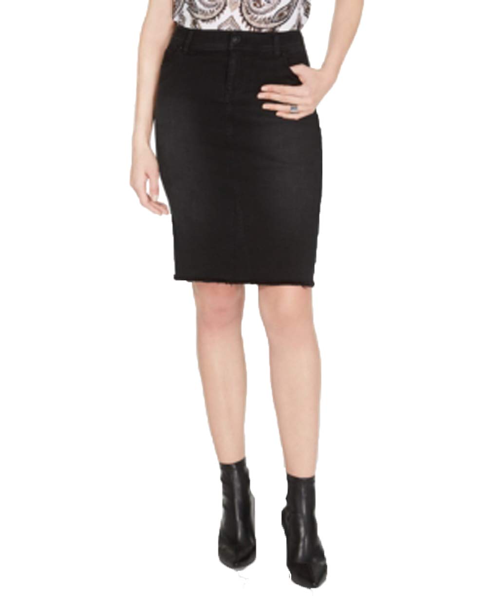 Curvy Raw Edge Jean Skirt