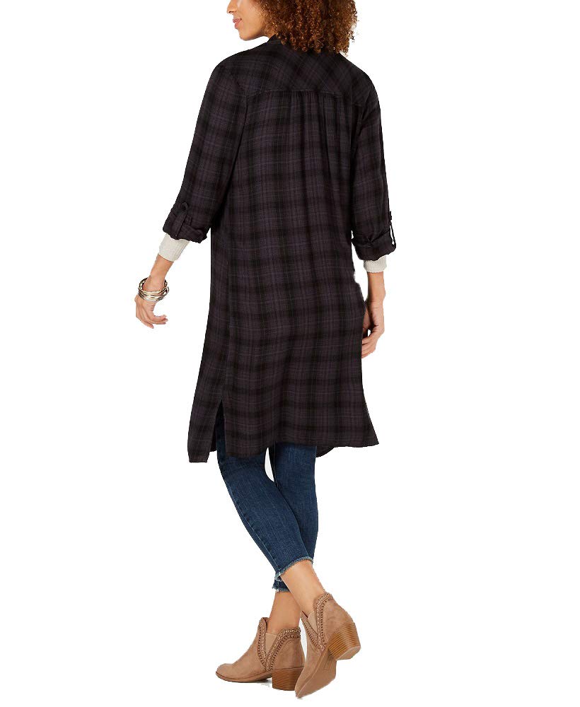 Style & Co Flower Embroidered Plaid Completer Shirt