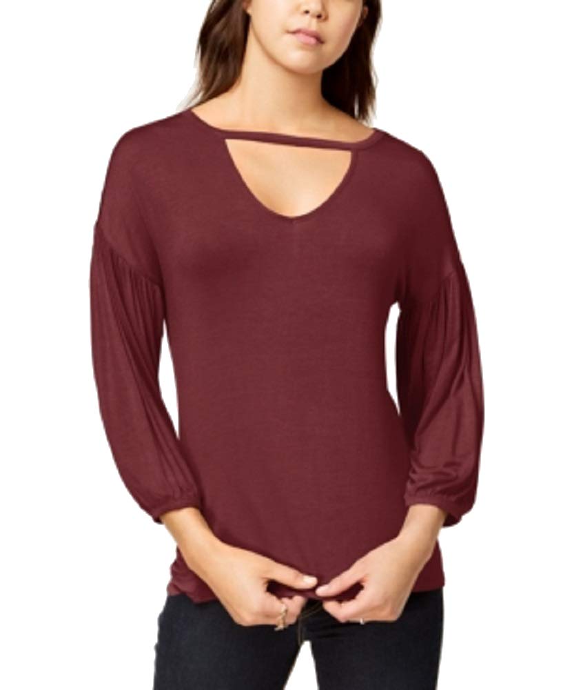 Juniors' Keyhole Bubble-Sleeve Top