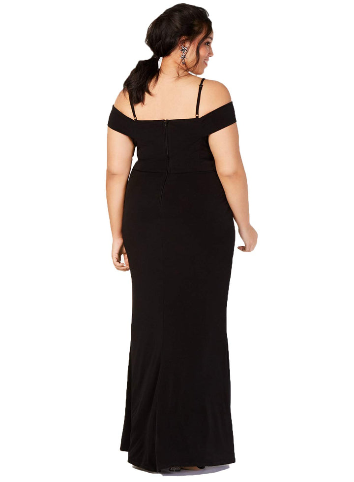 City Studios Trendy Plus Size Off The Shoulder Slit Gown