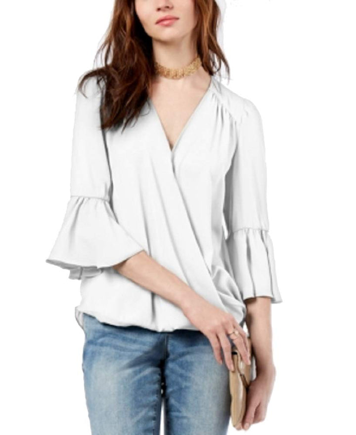 I.N.C. Surplice-Neck Bell-Sleeve Blouse