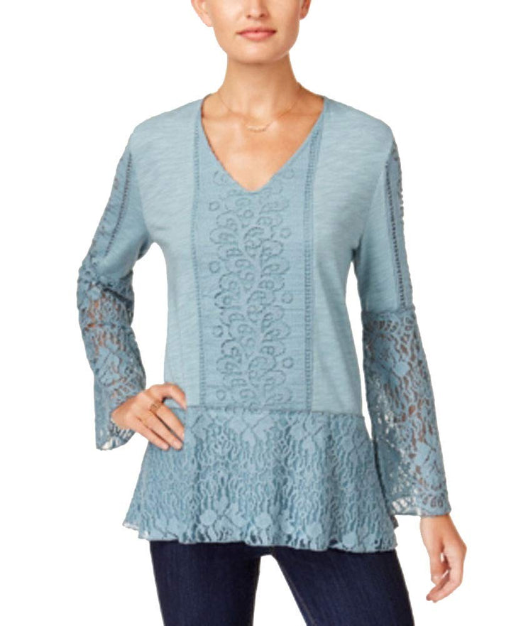 Style & Co Lace Bell Sleeve Top