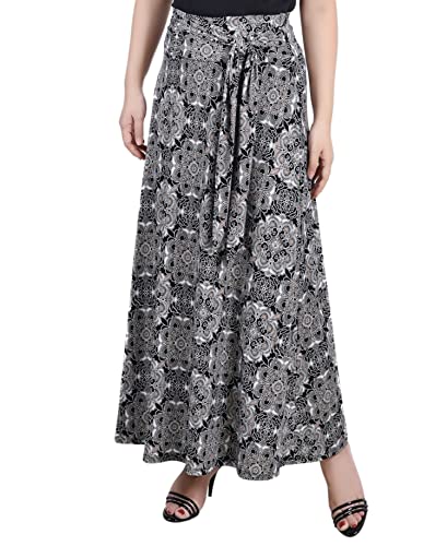 Petite Printed Maxi Skirt with Sash Waist Tie