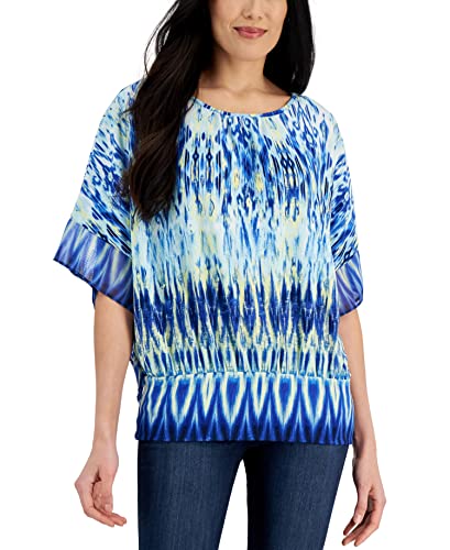 JM Collection Petite Ikat Print Jacquard Blouson Top