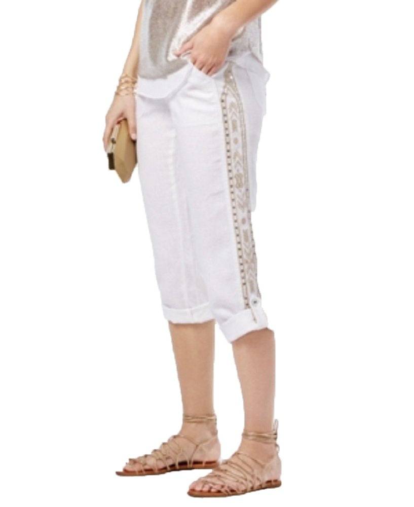 INC International Concepts Linen Embroidered Curvy Fit Pants