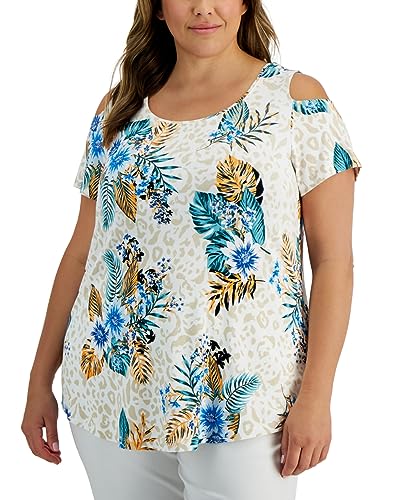 JM Collection Plus Size Tropical Wilderness Top