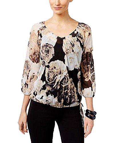 INC International Concepts Petite Printed Peasant Top