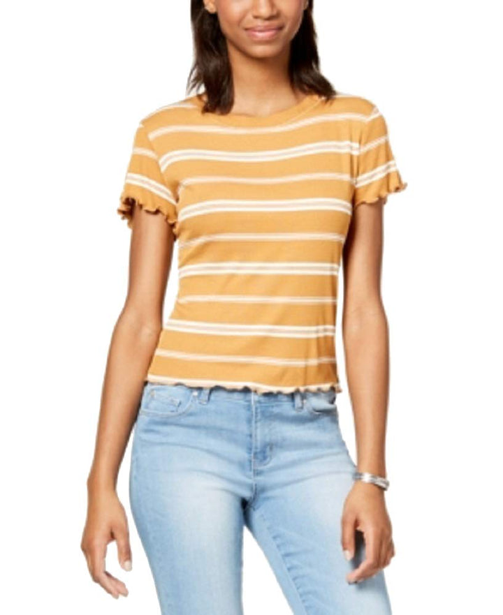 Hippie Rose Juniors Striped Lettuce Edge T-Shirt
