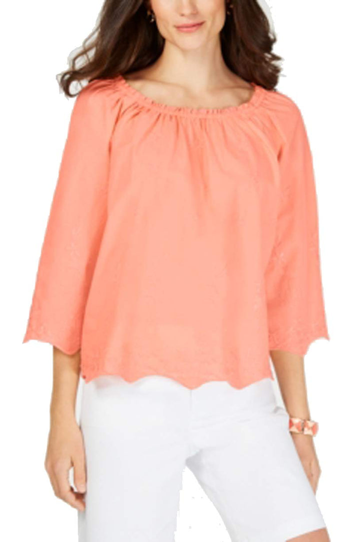 Convertible Embroidered Cotton Top