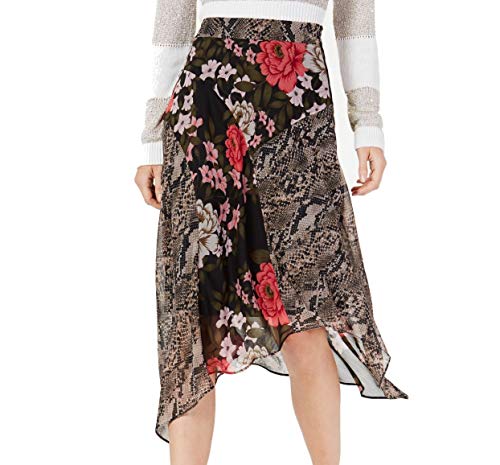 Mixed Print Floral Midi Skirt
