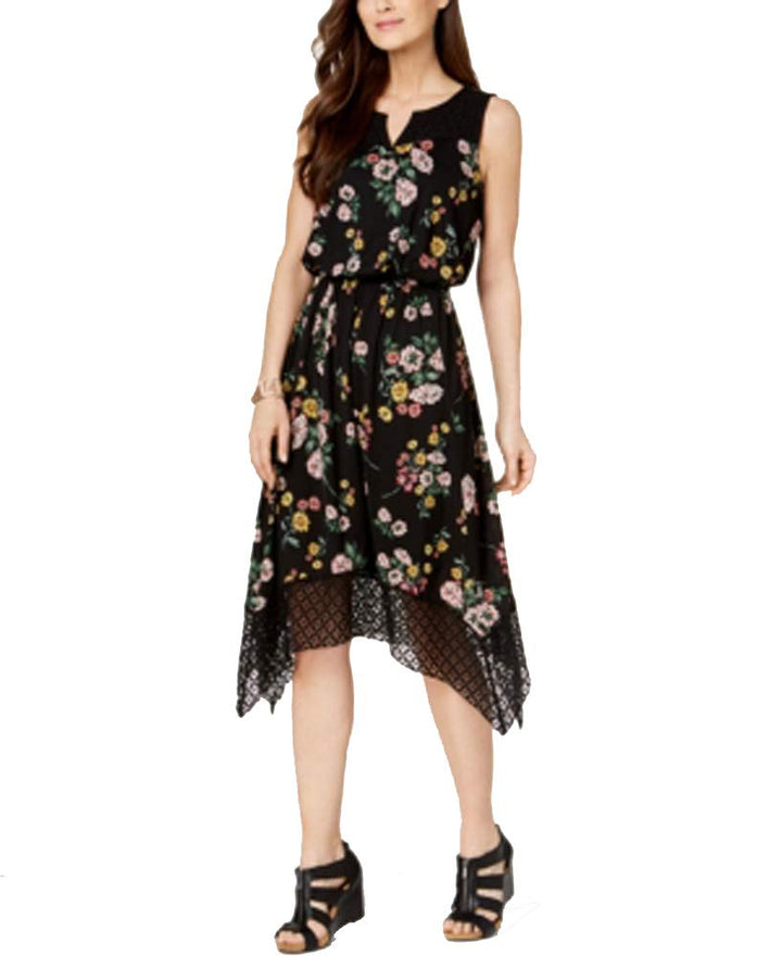 Style & Co Lace Trim Midi Dress