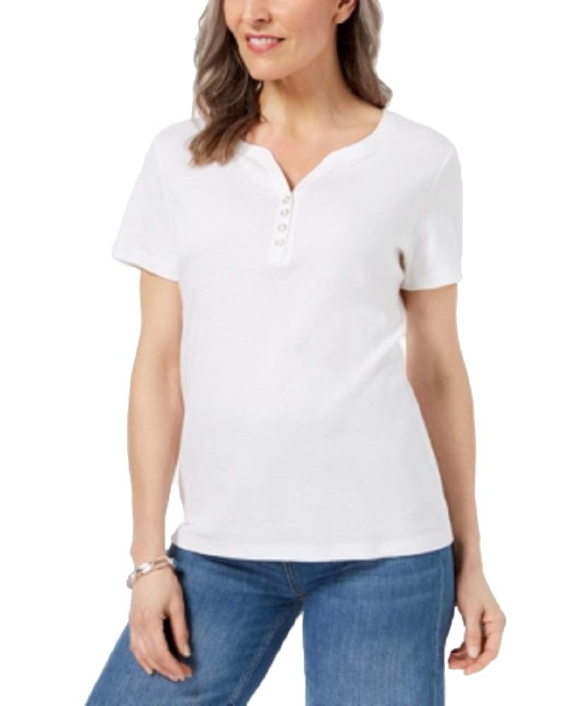 Karen Scott Petite Cotton Henley Top