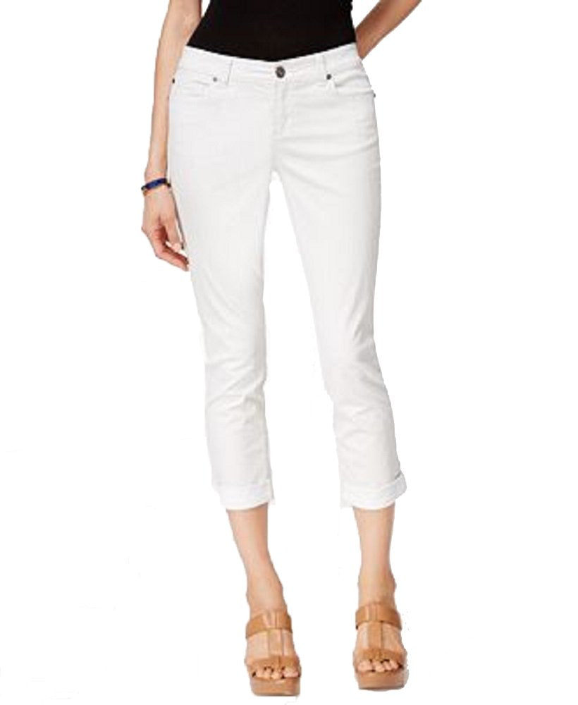 Inc International Concepts Cuffed White Wash Cropped Jeans