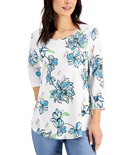 Petite 3/4-Sleeve Printed Top