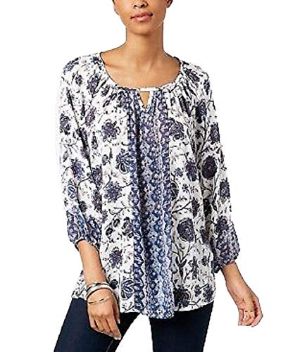 Style & Co Printed Keyhole Top