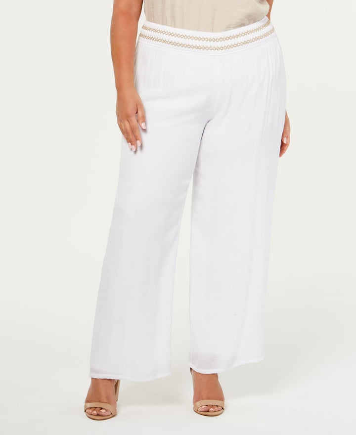 JM Collection Plus Size Lined Gauze Pull On Pants
