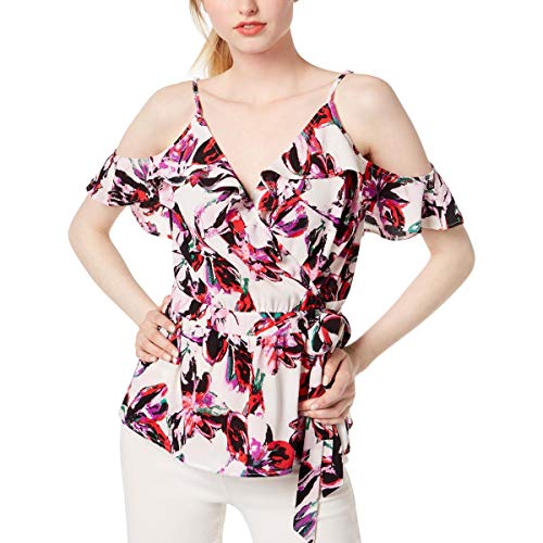 Cold-Shoulder Printed Surplice Top