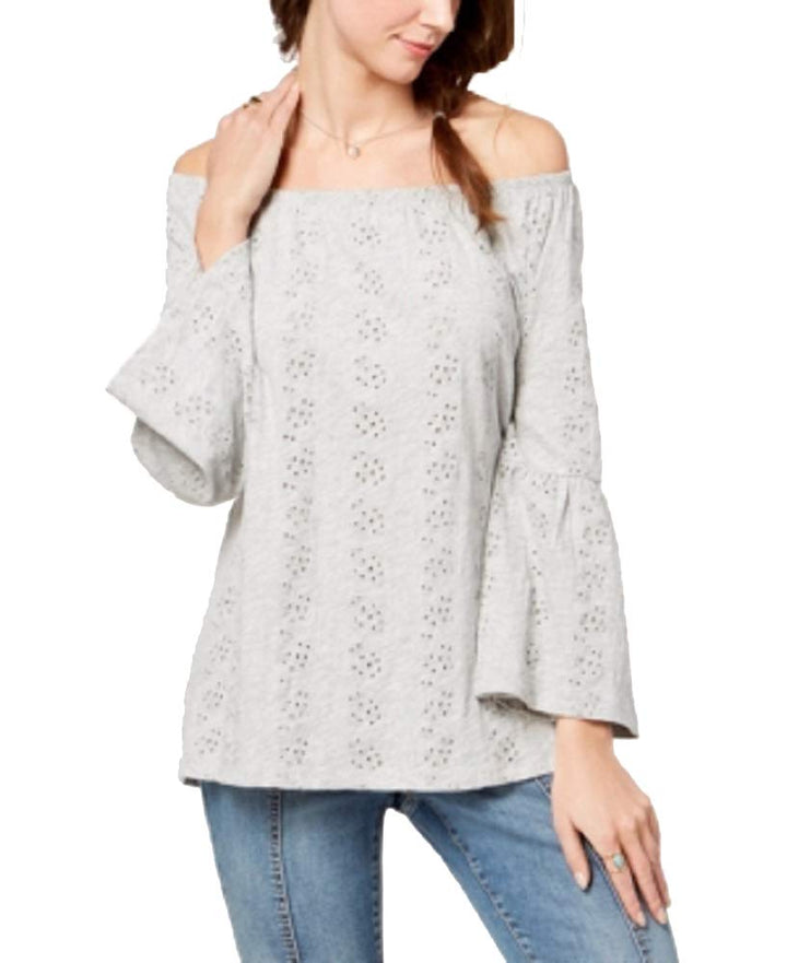Style & Co Convertible Cotton Eyelet Top