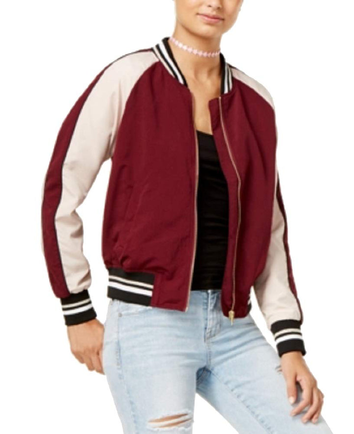 Hippie Rose Juniors Cropped Varsity Bomber Jacket