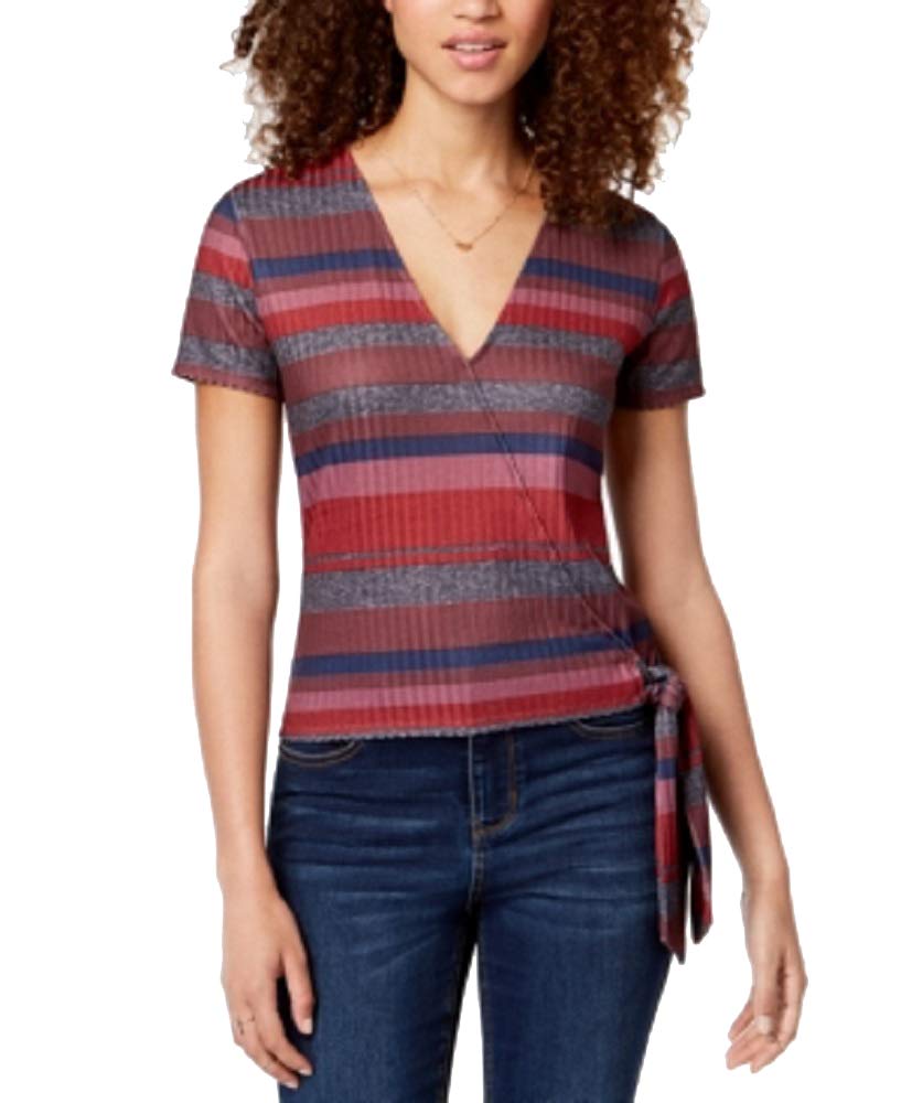 Juniors' Striped Wrap Top