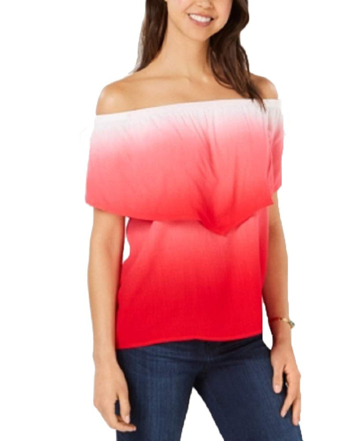 Juniors' Off-The-Shoulder Flounce Top