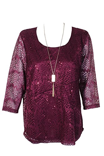 JM Collection Lace Sequined Top