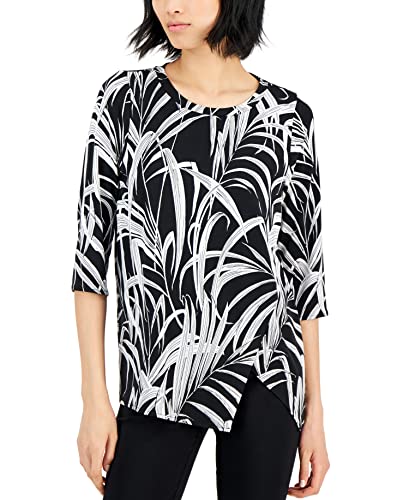 Alfani Petite Printed Crossover Hem Tunic Top