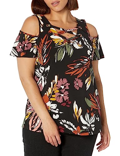 Plus Size Cara Cold Shoulder Print Top