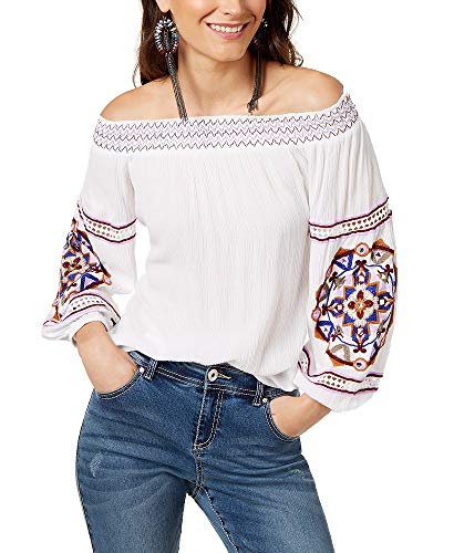 Petite Embroidered Off The Shoulder Top