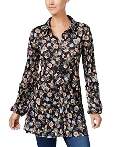 Style & Co Printed Button Front Flounce Shirt